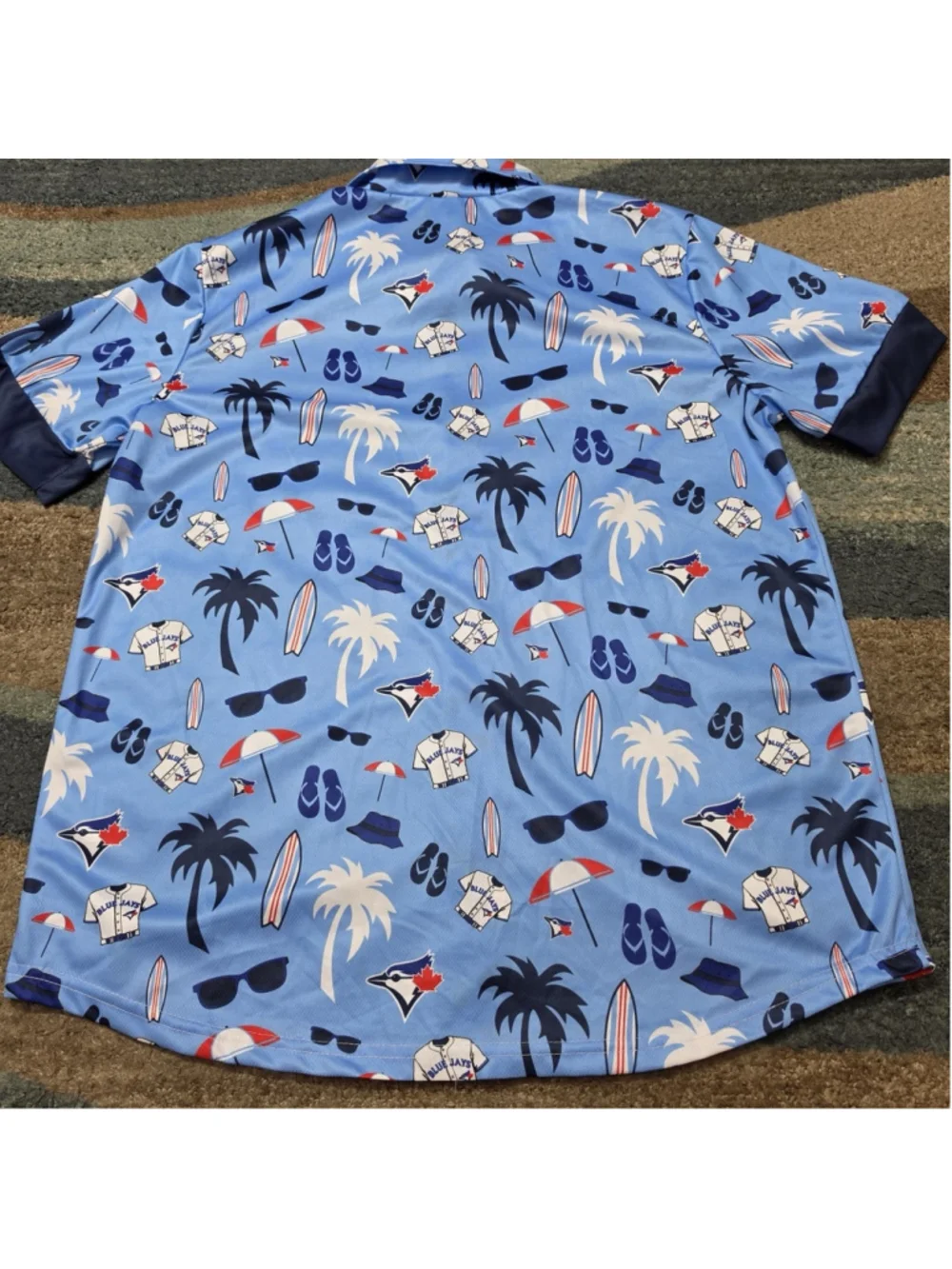 MLB Toronto Blue Jays Hawaiian Beach Themed Button Up Shirt Adult XL